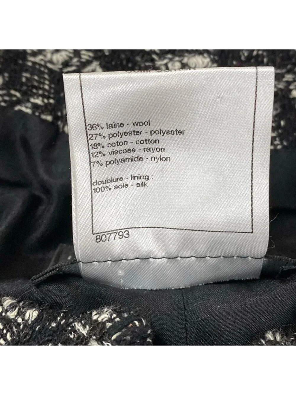 Chanel Coat M p Black White Tweed 3/4 Sleeve Chain Fall Winter Wool 38